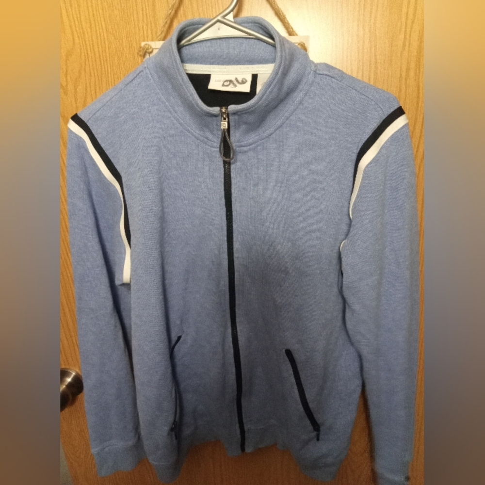 Liz Claiborne Track Jacket Women's Size M Baby Blue Powder/Sky Blue Athletic Zip